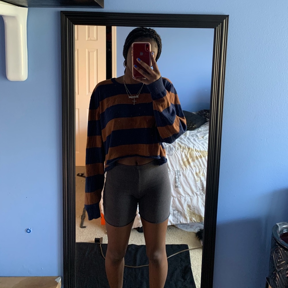 Striped cropped sweater